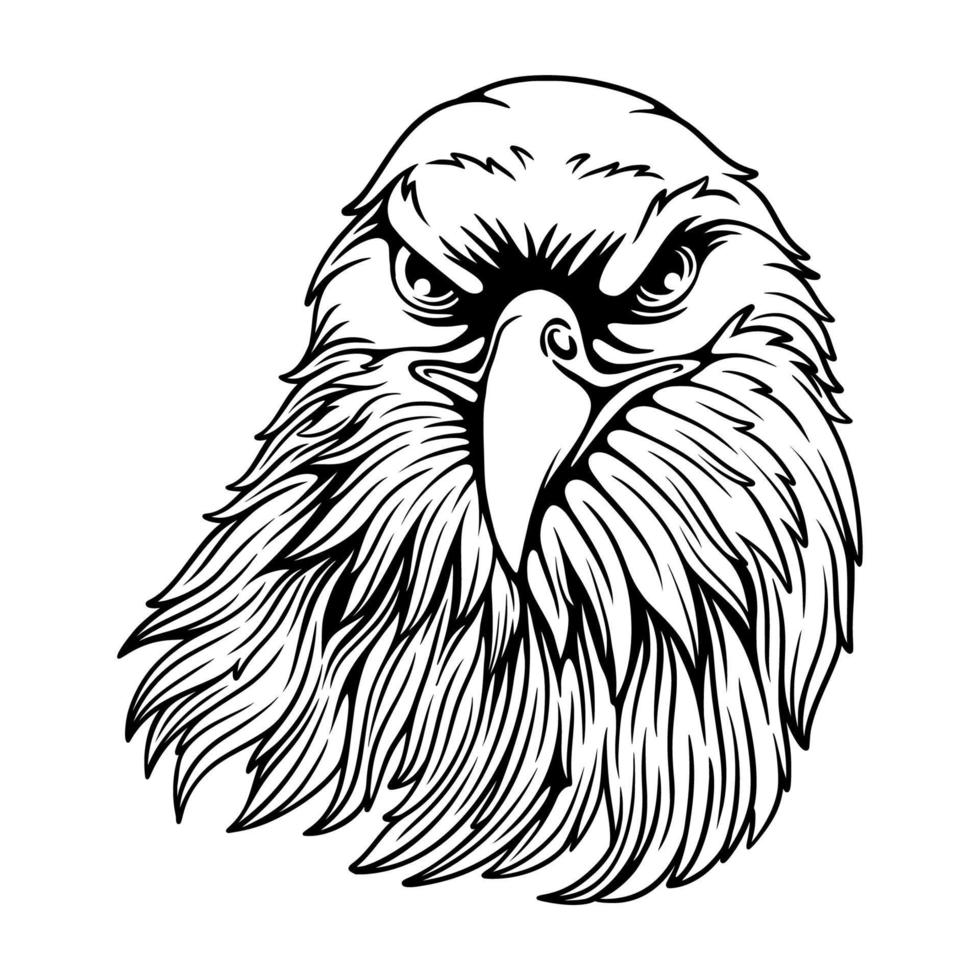 vector illustration Eagle head with the pose of stalking its prey black and white design