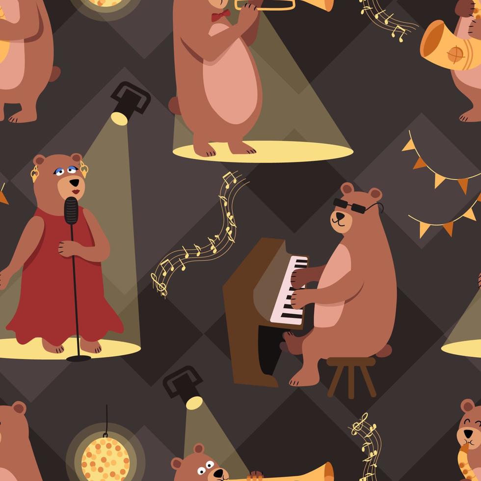 los osos son músicos que tocan jazz. ilustración vectorial vector