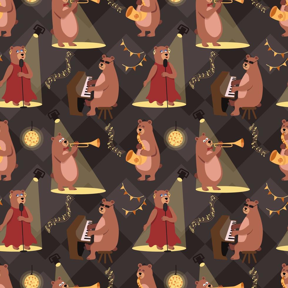 los osos son músicos que tocan jazz. ilustración vectorial vector