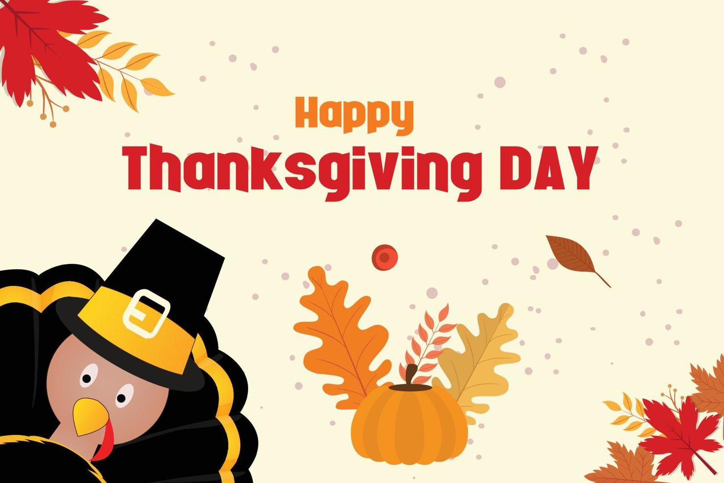 Thanksgiving message with autumn leaves and pumpkin vector
