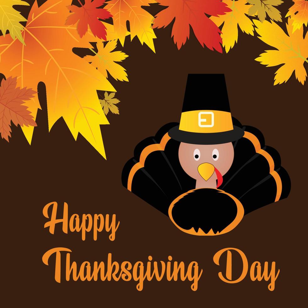 Vector Illustration of a Happy Thanksgiving Celebration Design with Cartoon Turkey