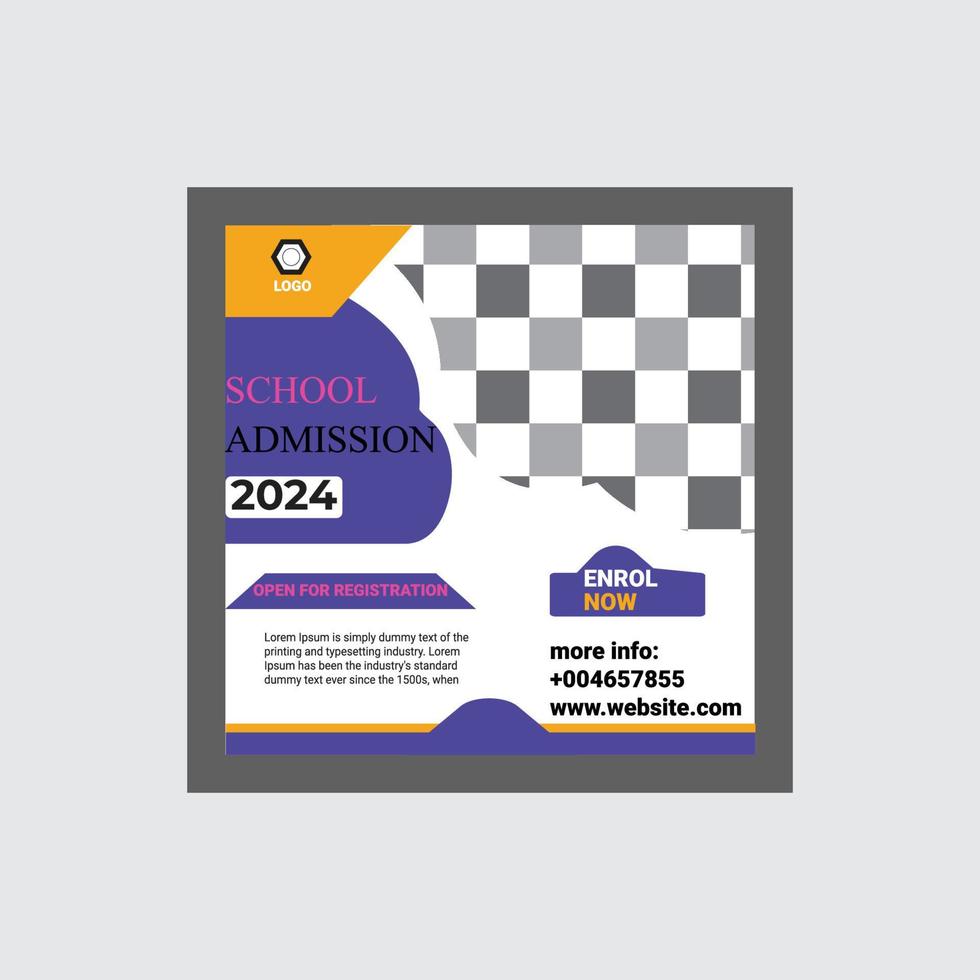 School Admission Social Media Post Design Modern vector
