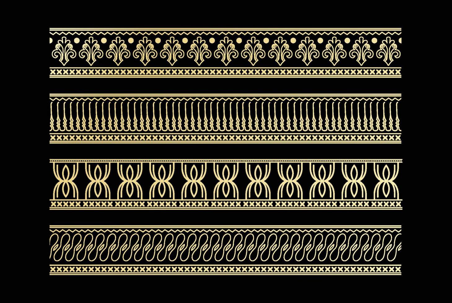 Rectangle Seamless Golden Decorative Beauty Royal Border Frame Ornament Element Design Illustration Vector