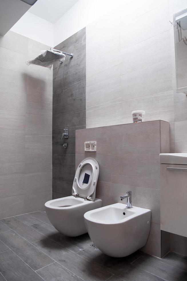 unfinished stylish bathroom interior photo