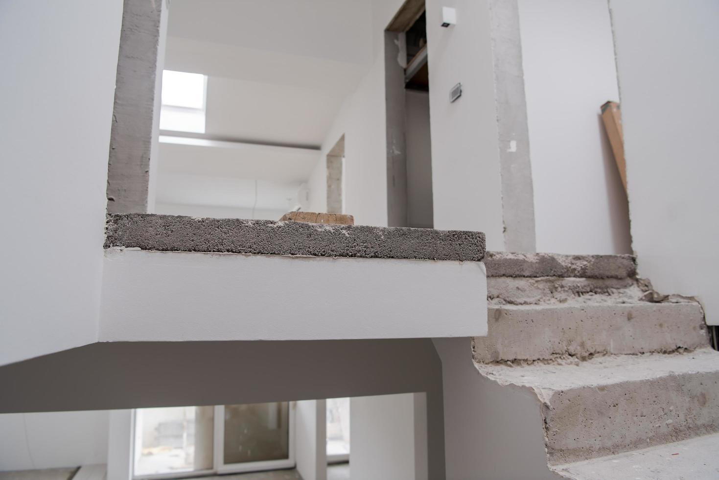 interior of construction site with white drywall photo