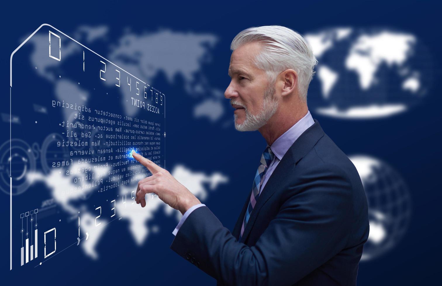 Senior businessman in futuristic room photo