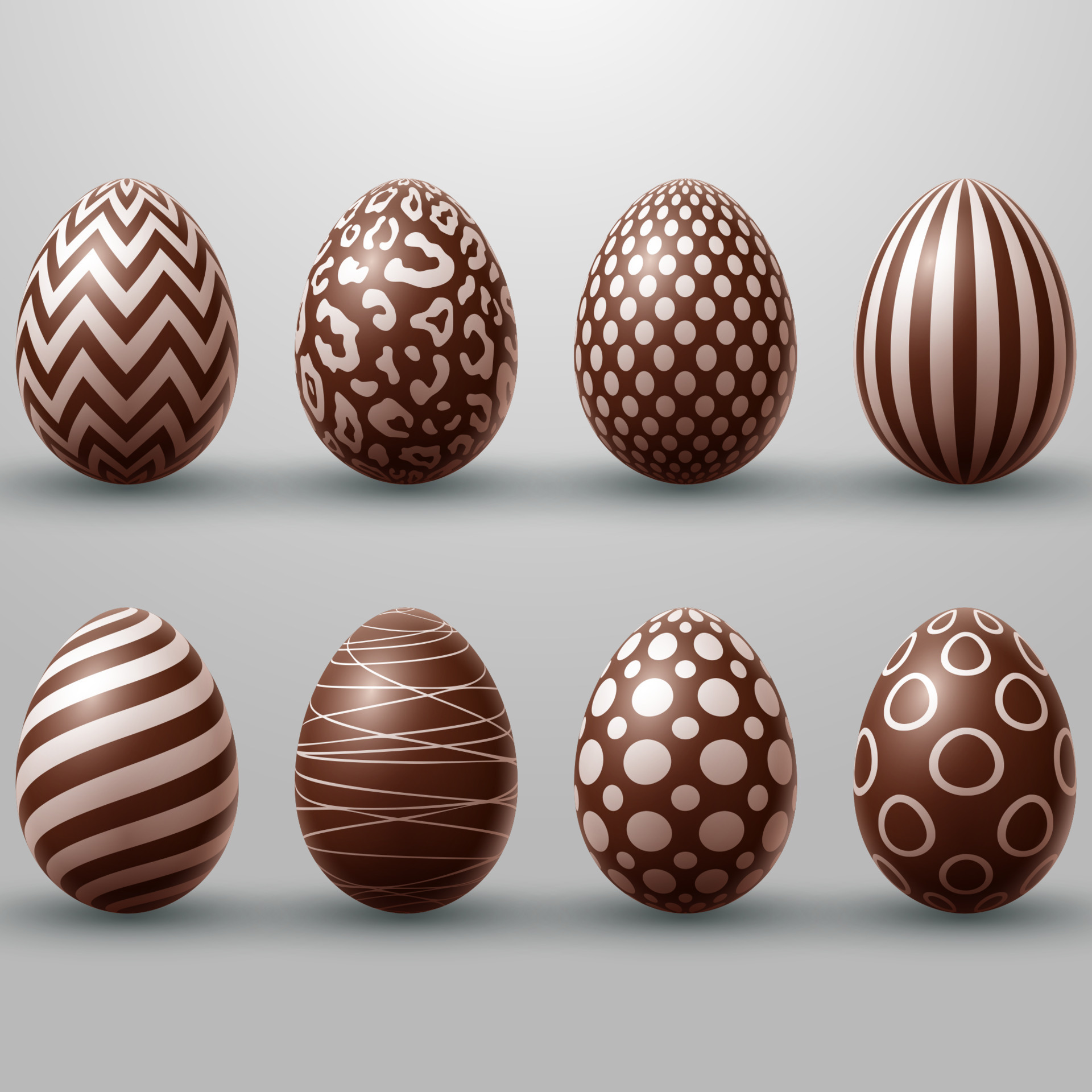 Easter holiday bright with colored chocolate eggs isolated on white