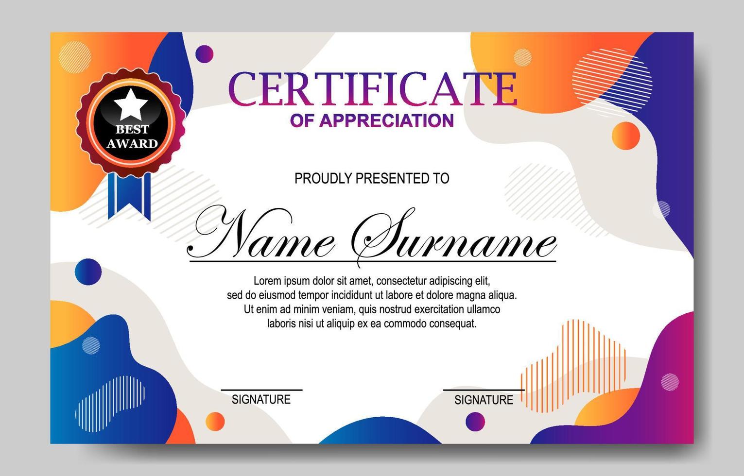 Modern Certificate of Appreciation vector