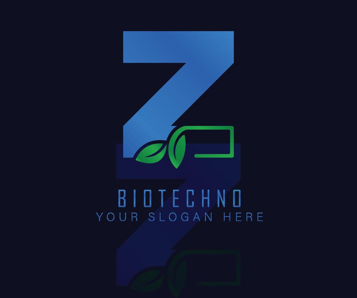 Biotech logo with herbal leaf letter Z. Herbal logo vecktor template. medical herbal logo. vector