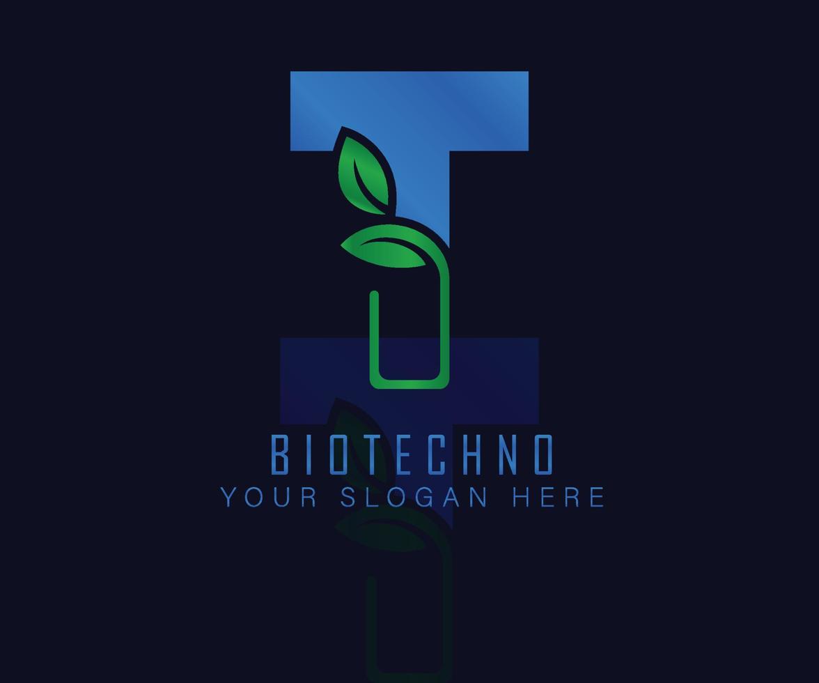 logotipo de biotecnología con letra de hoja de hierbas t. plantilla de vector de logotipo de hierbas. logotipo de hierbas médicas.