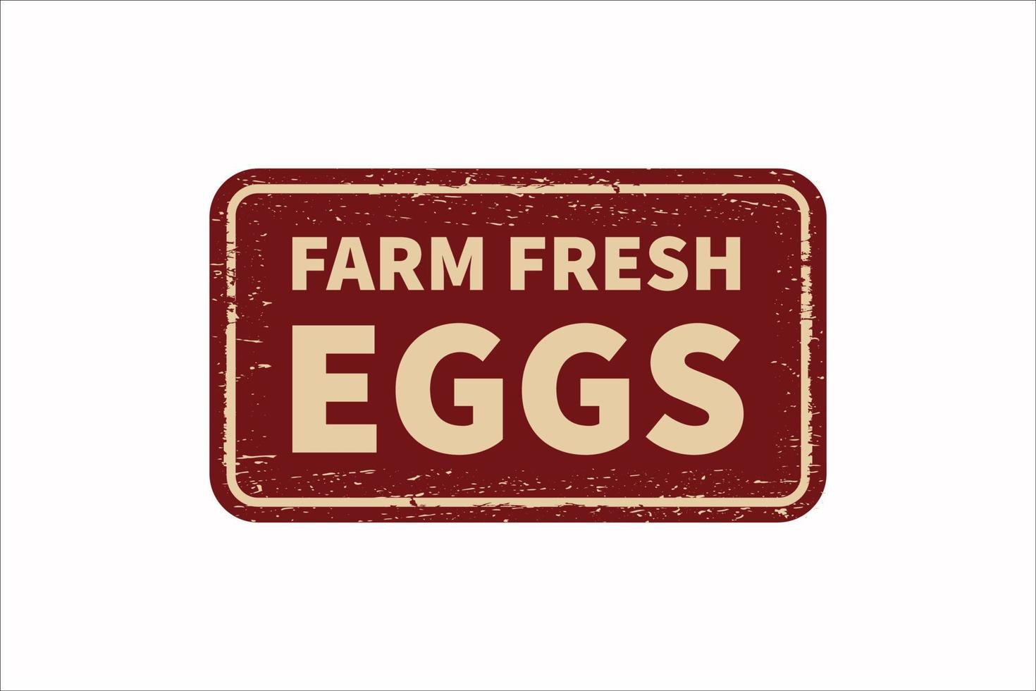 huevos frescos de granja en un letrero de metal oxidado vintage rojo sobre un fondo blanco, ilustración vectorial vector