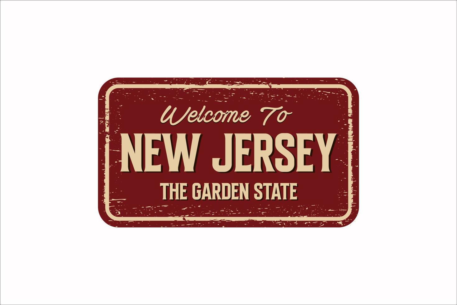 bienvenido a new jersey vintage cartel de metal oxidado sobre un fondo blanco, ilustración vectorial vector