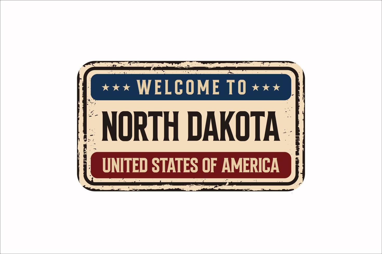 Welcome to North Carolina vintage rusty license plate on a white background, vector illustration