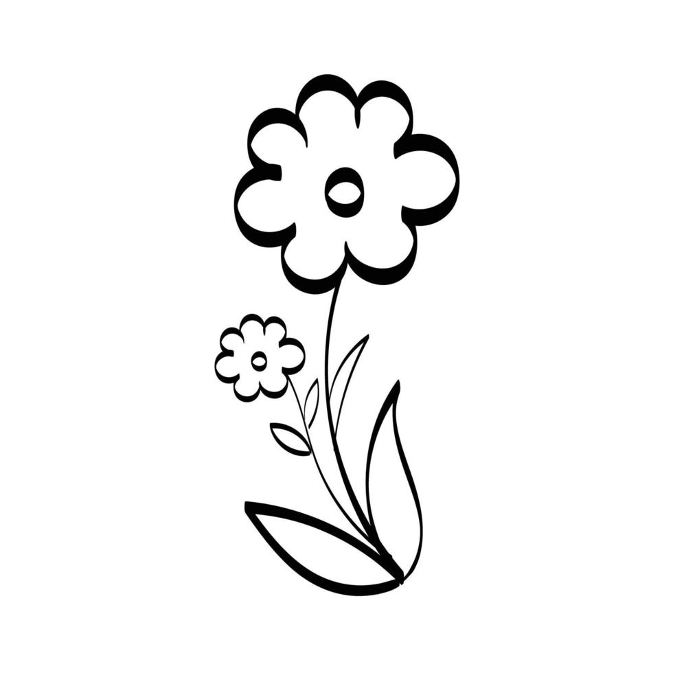 arte floral dibujo de flores con arte lineal. vector