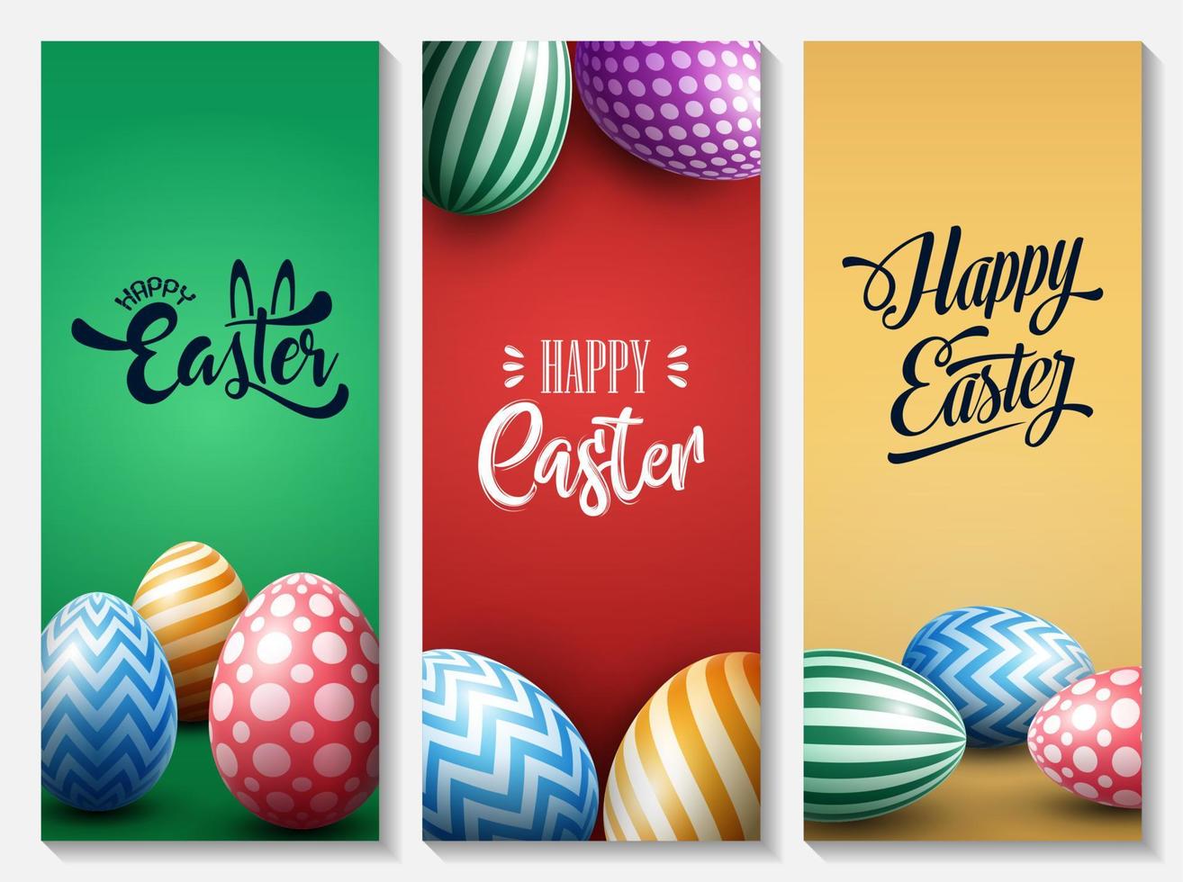 Collection of Easter banners with decorated Easter eggs vector