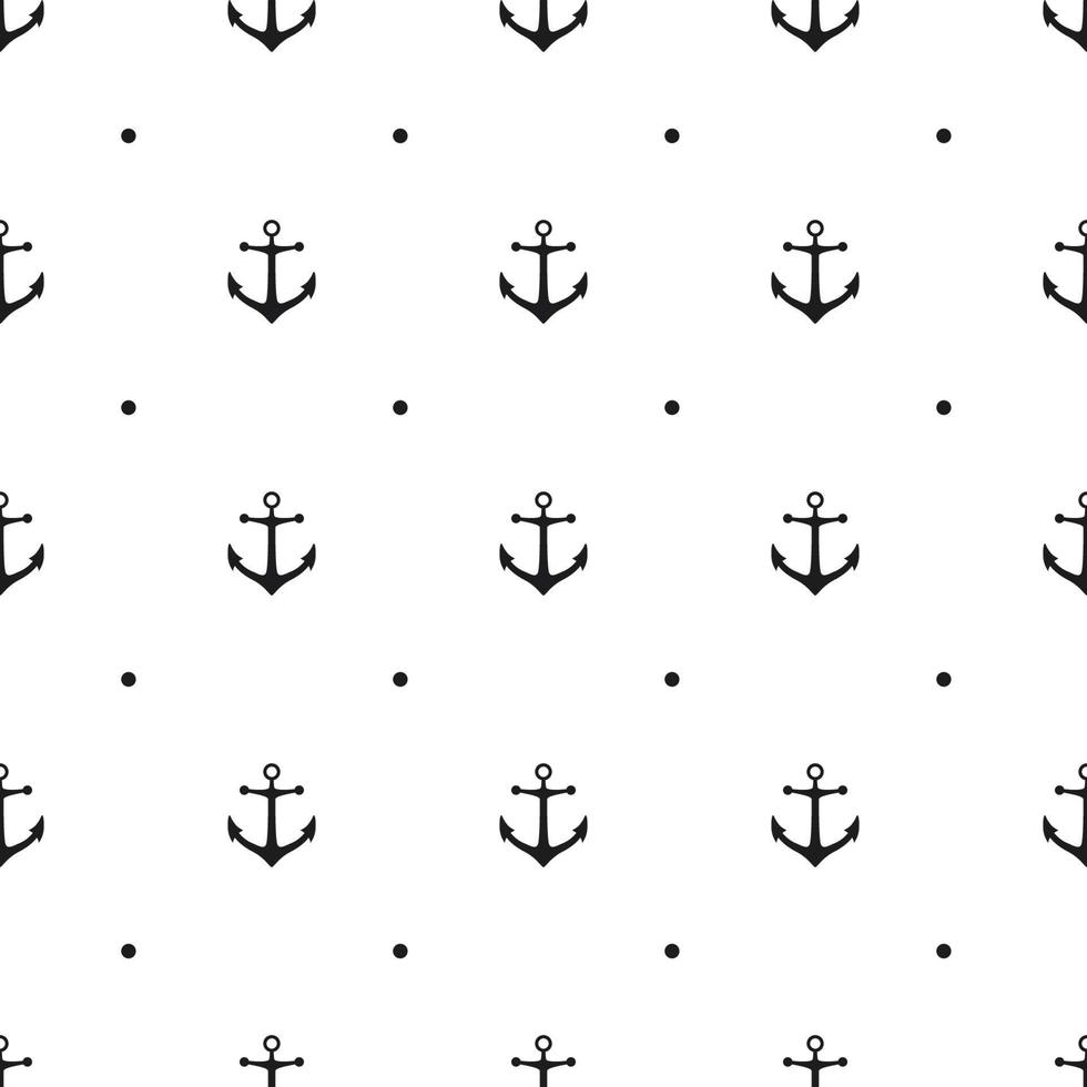 Seamless pattern with icons of anchors on a white background vector