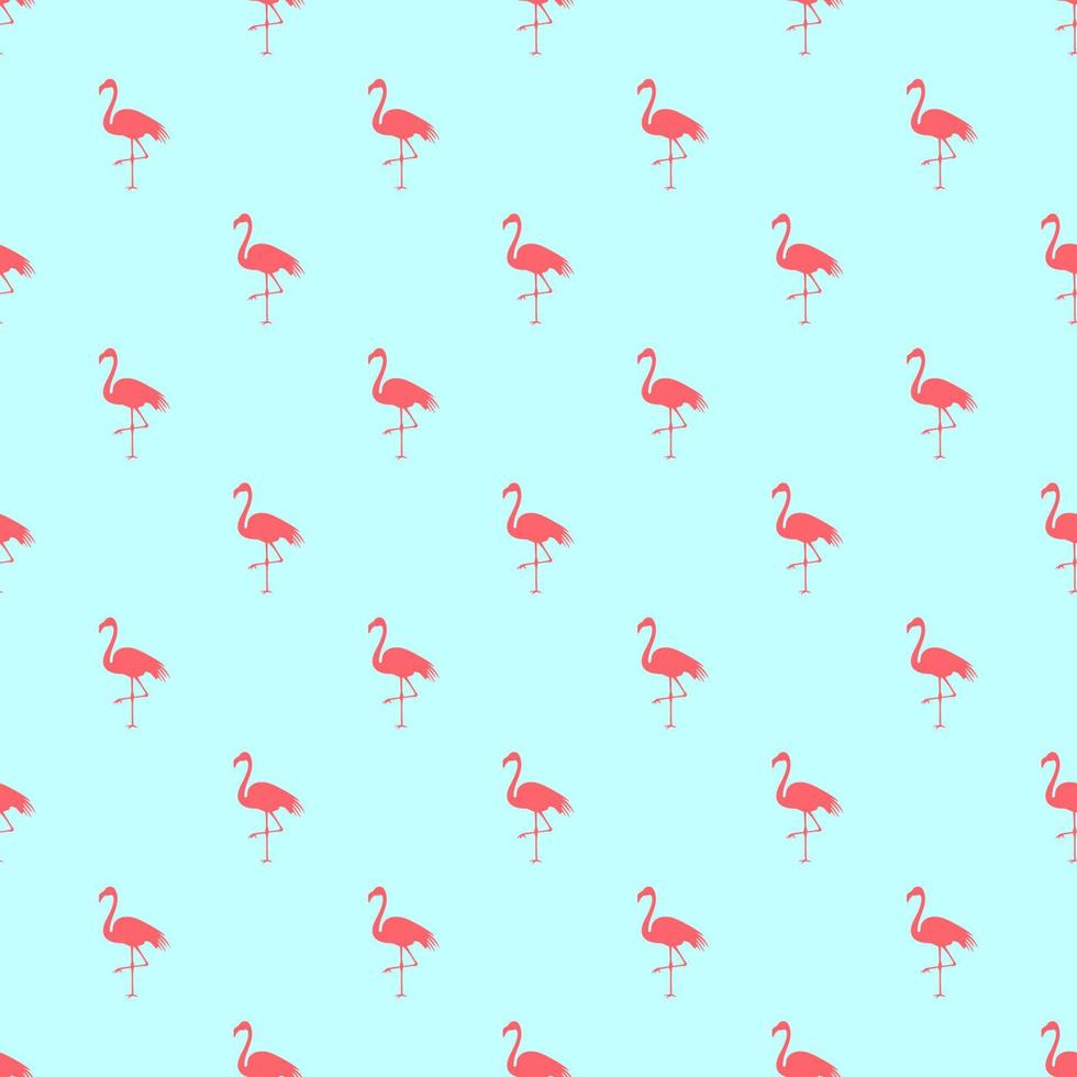 Seamless pattern of pink flamingos and palm trees on a green background vector