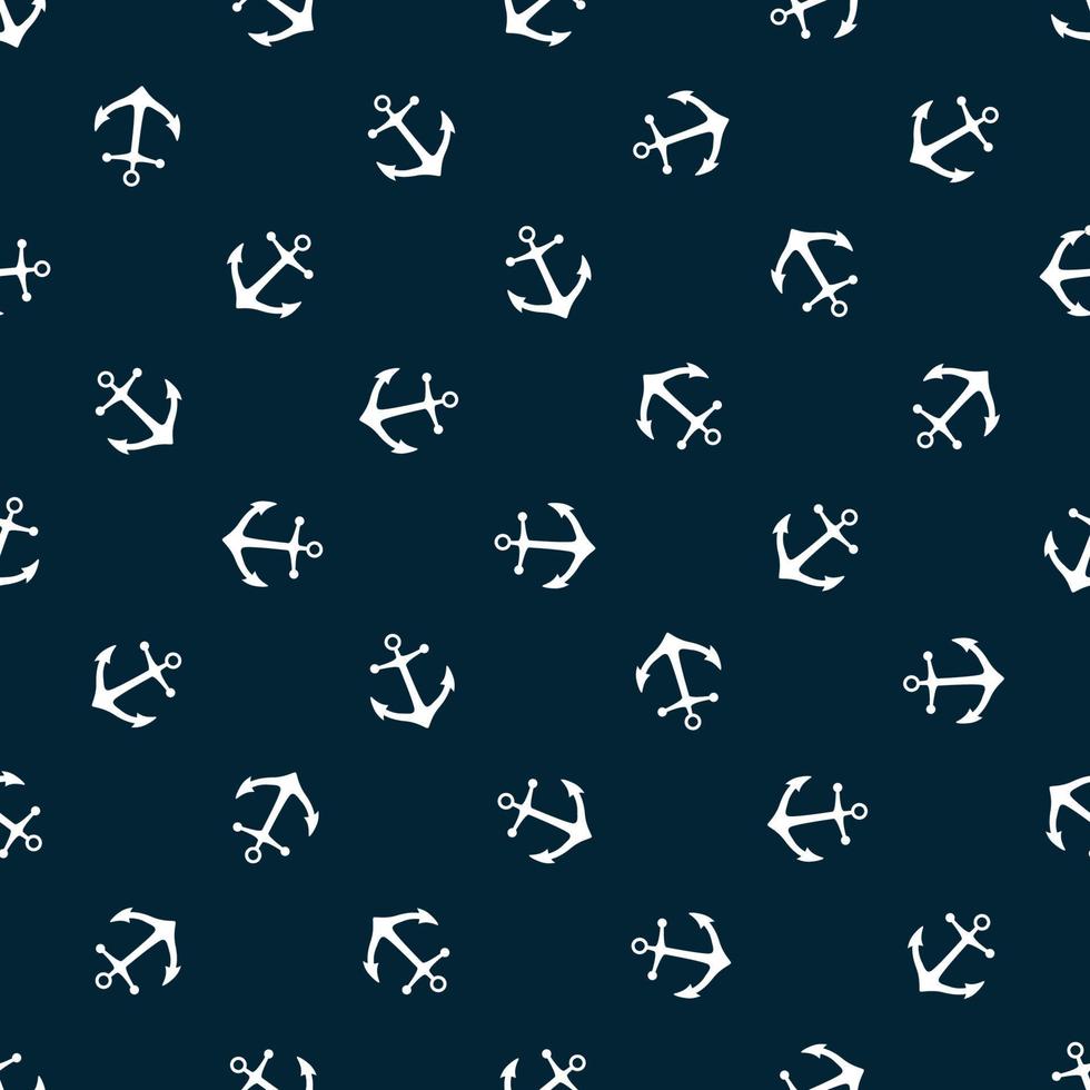 Seamless pattern with icons of anchors on a blue background vector