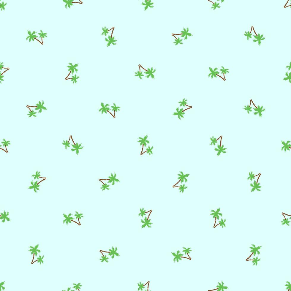 Seamless pattern with icons of palm trees isolated on green background vector