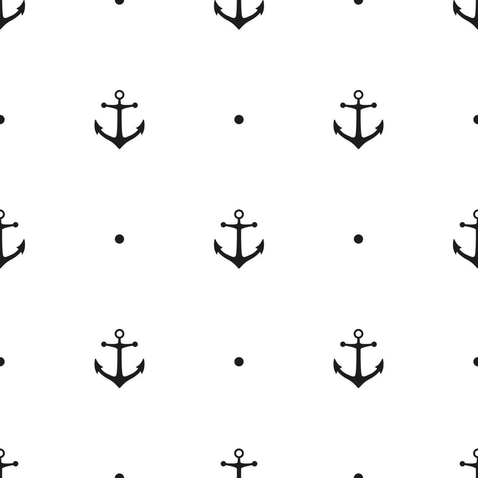 Seamless pattern with icons of anchors on a white background vector