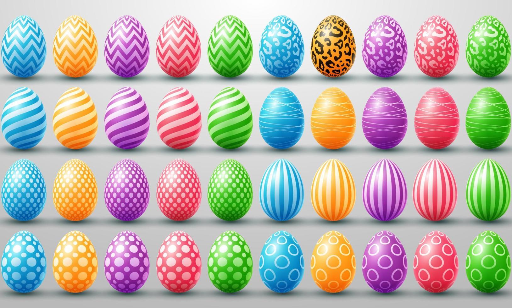 colección de coloridos huevos de pascua vector