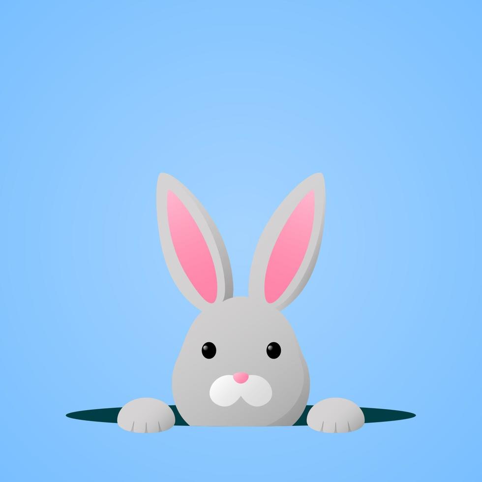 Cute Easter Bunny on blue background vector
