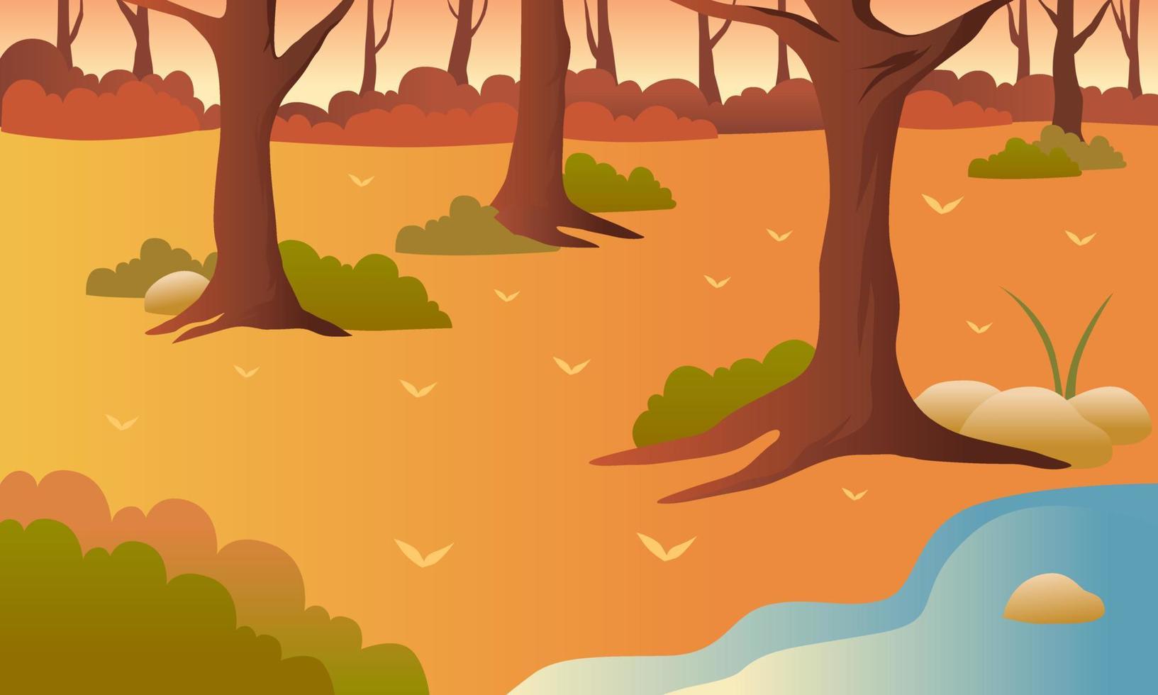 vector de ilustración panorámica de bosque de otoño