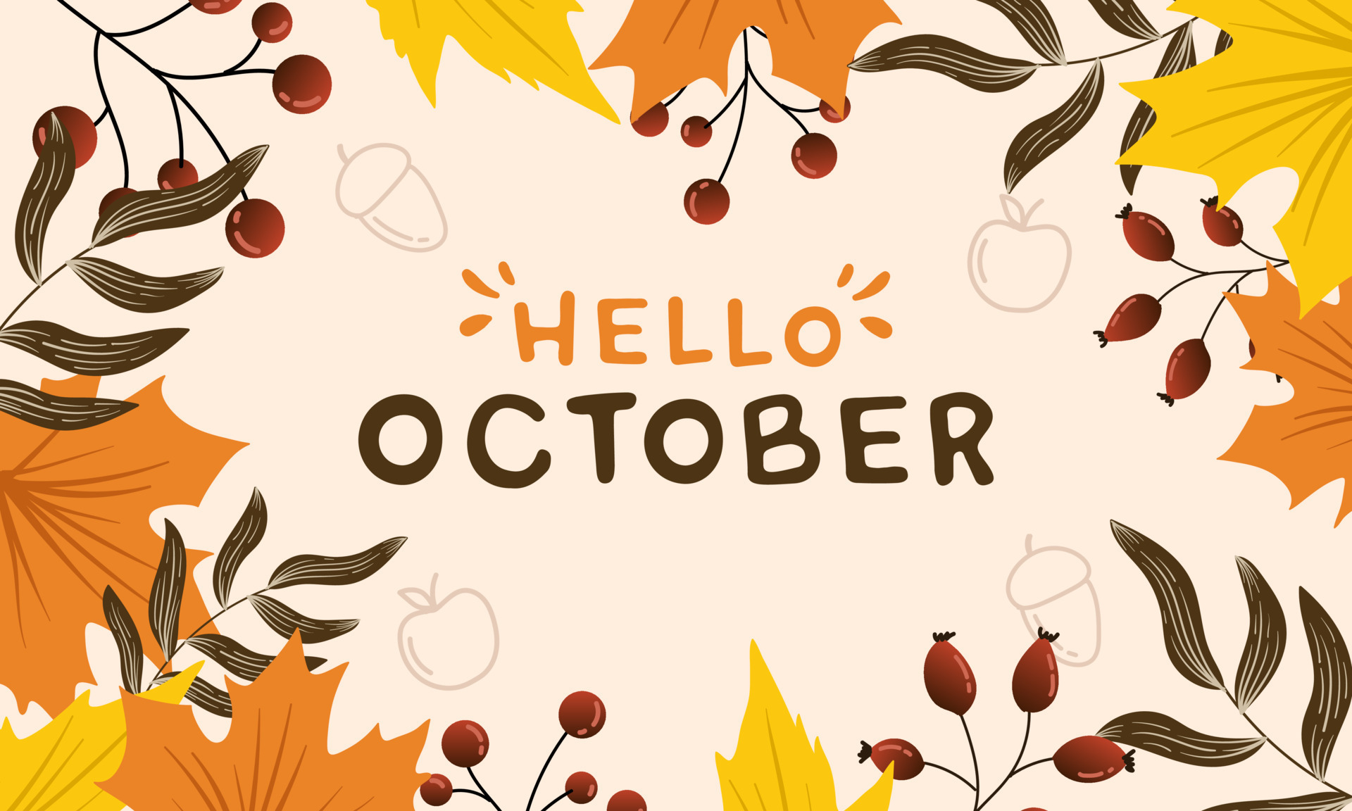Hello October, Hello Autumn background floral , Autumn greetings Banner