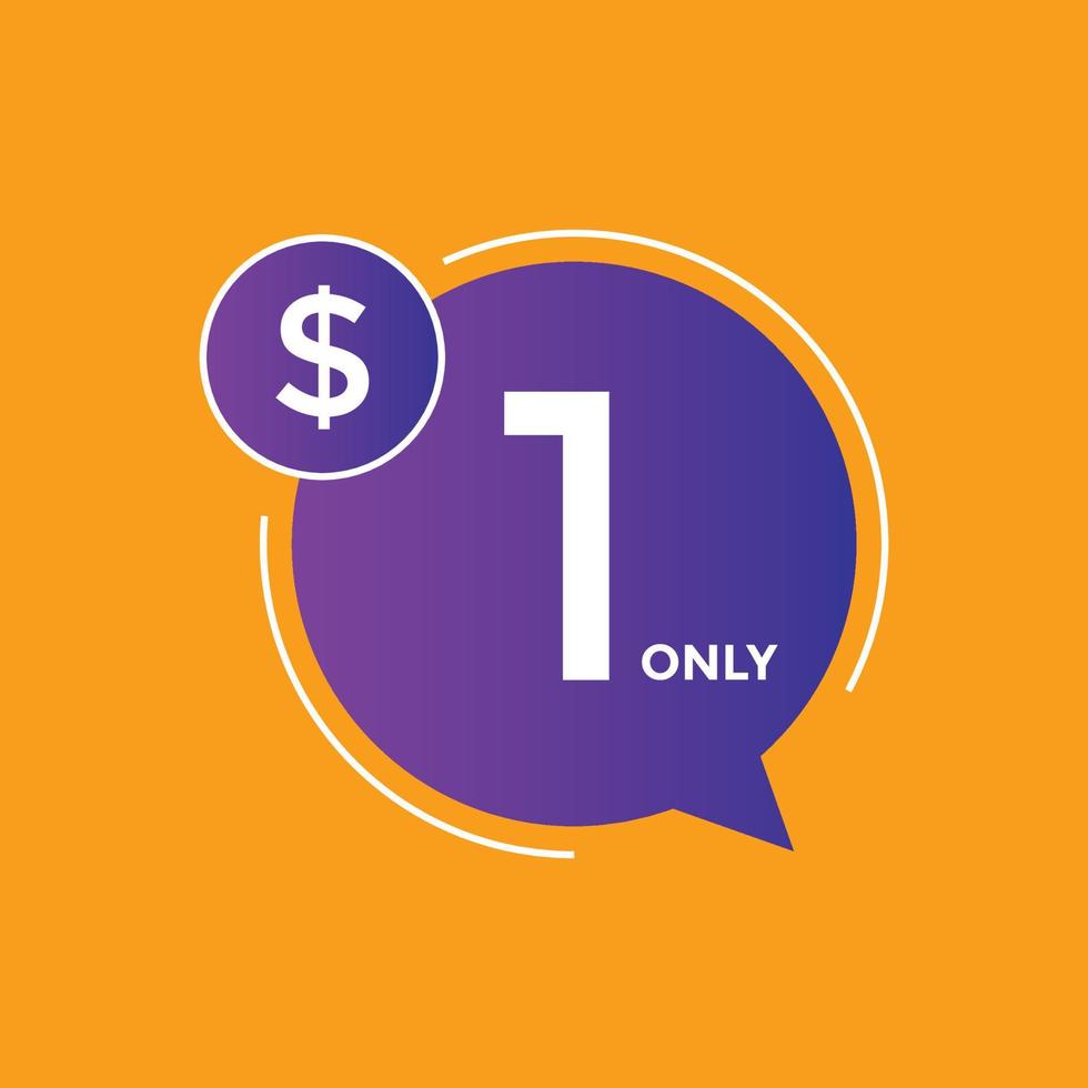 1 Dollar Only Sticker. sale promotion Design. Only 1 dollar price tag
