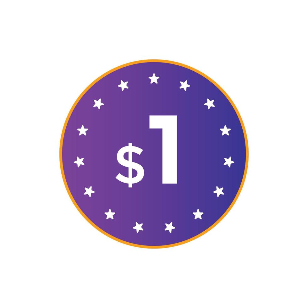 1 dollar price tag. 1 dollar USD price symbol. price 1 Dollar sale banner in USD. Business or shopping promotion marketing concept vector