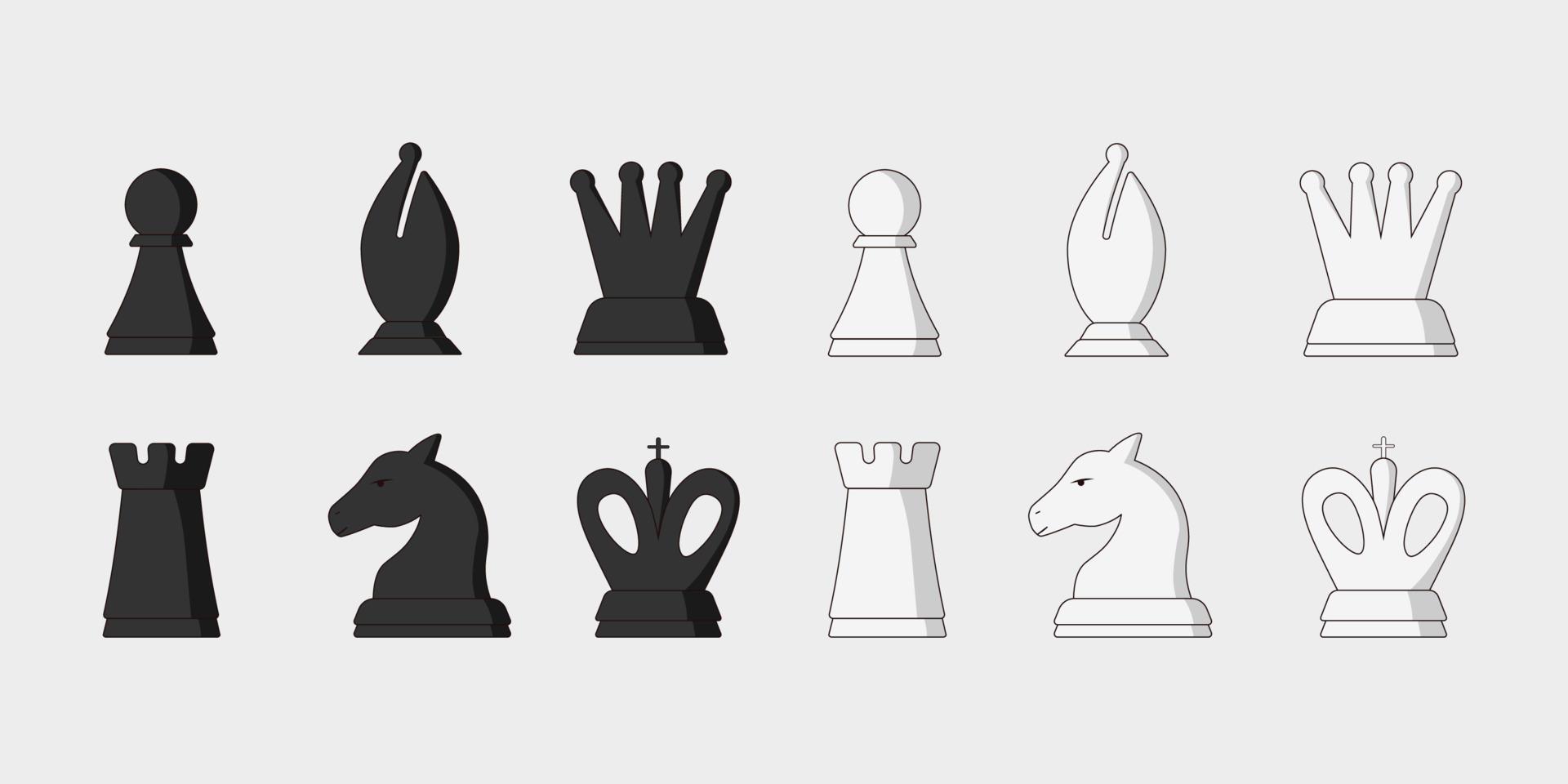 Black and white classic chess pieces vector