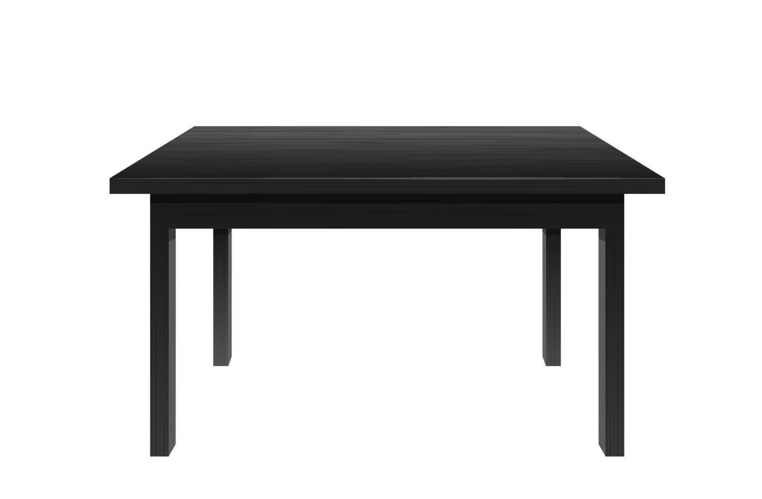 Black office tables. Writing lacquered wood table top with stylish plastic surface and trendy classic vector decoration.