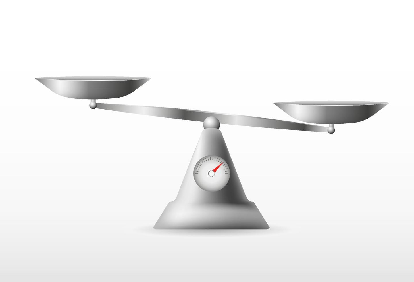 Metal trade scales. Realistic symbol of measurement and balance vector
