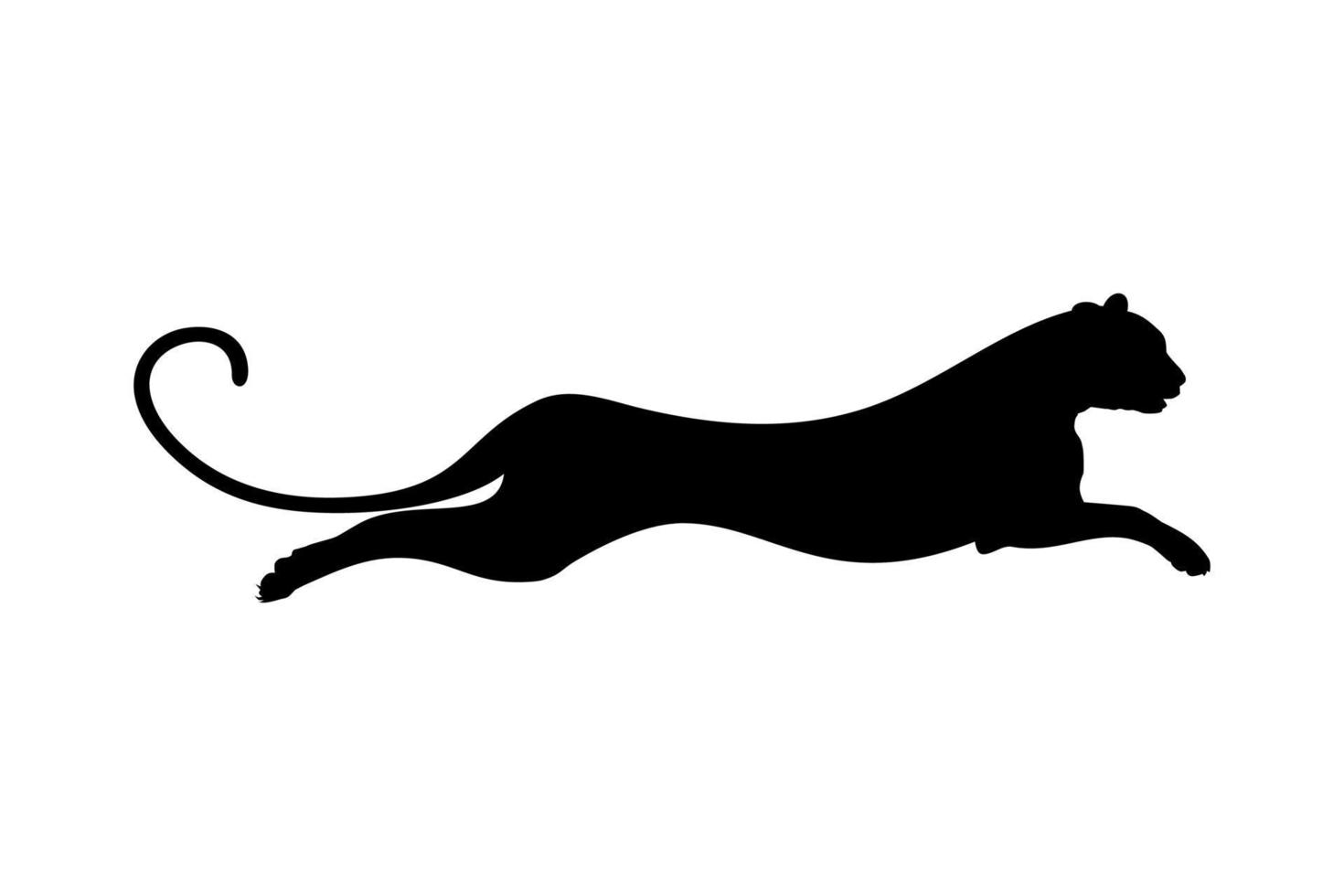 Silhouette of the Jumping Wild Cat, Tiger, Leopard, Panther, Cheetah, Jaguar and Big Cat Family, for Logo, Pictogram, Website, or Graphic Design Element. Vector Illustration