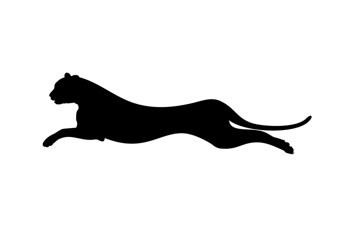 Silhouette of the Jumping Wild Cat, Tiger, Leopard, Panther, Cheetah, Jaguar and Big Cat Family, for Logo, Pictogram, Website, or Graphic Design Element. Vector Illustration