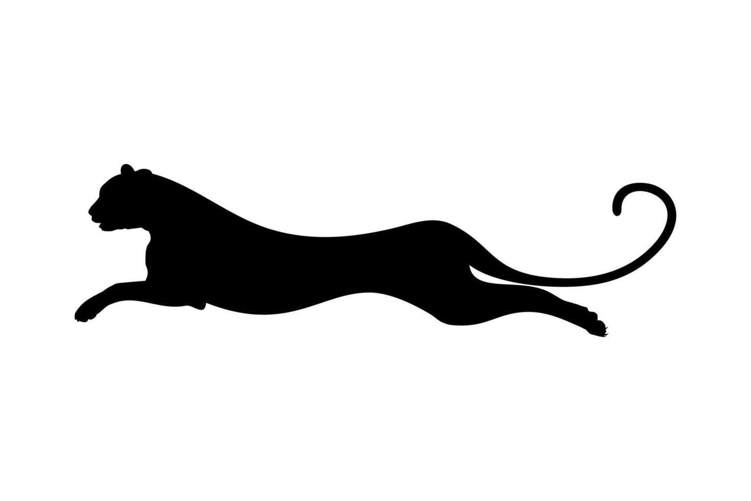 Silhouette of the Jumping Wild Cat, Tiger, Leopard, Panther, Cheetah, Jaguar and Big Cat Family, for Logo, Pictogram, Website, or Graphic Design Element. Vector Illustration