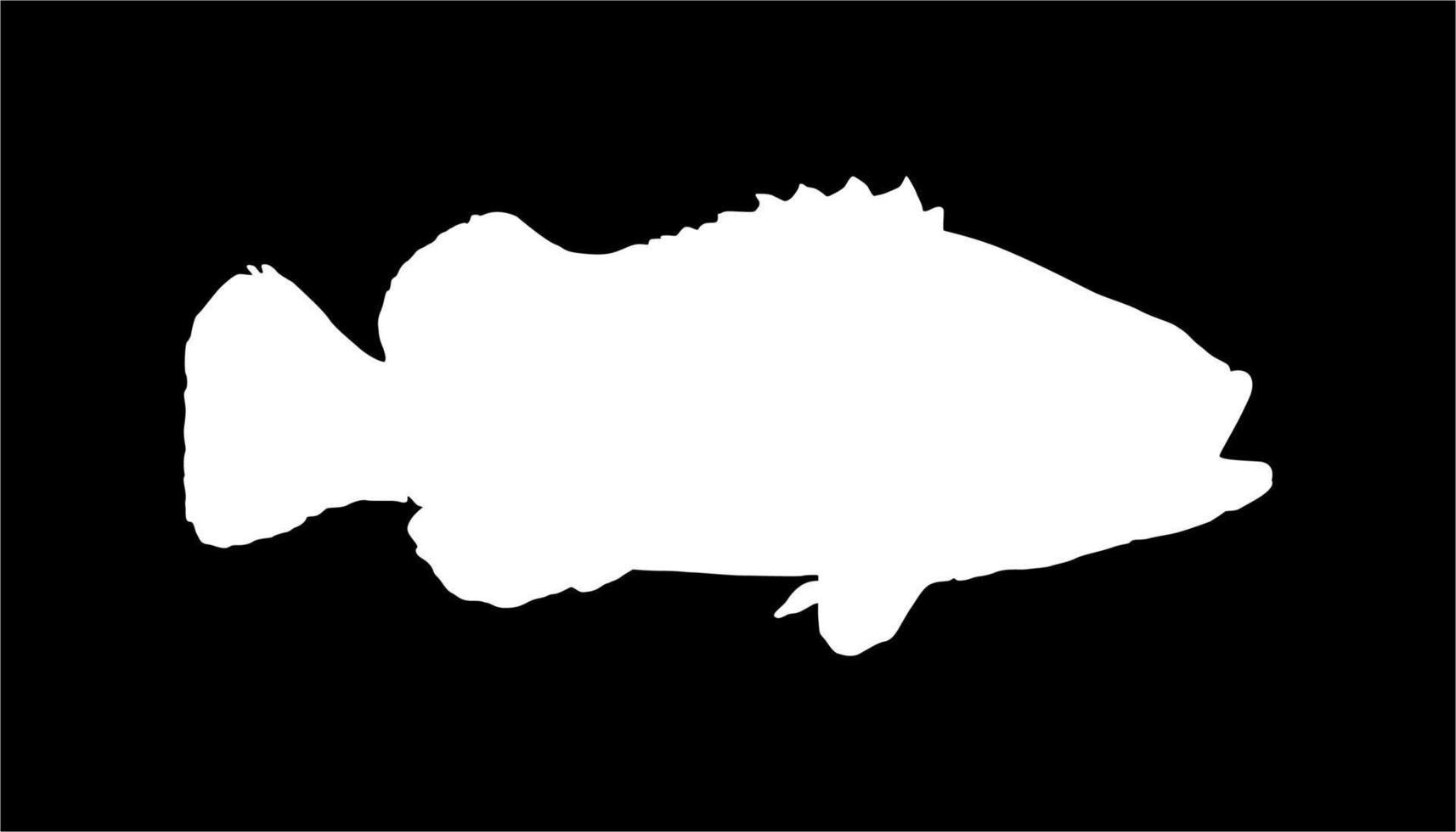 Groupers Fish Silhouette in Black Background for Icon, Symbol, Pictogram, Logo or Graphic Design Element. Vector Illustration