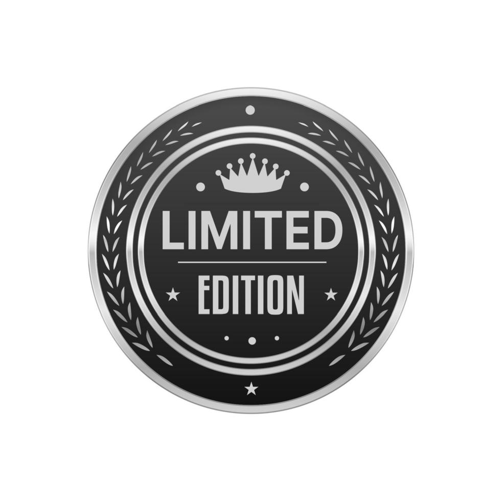 Limited edition silver badge with laurel and crown vector