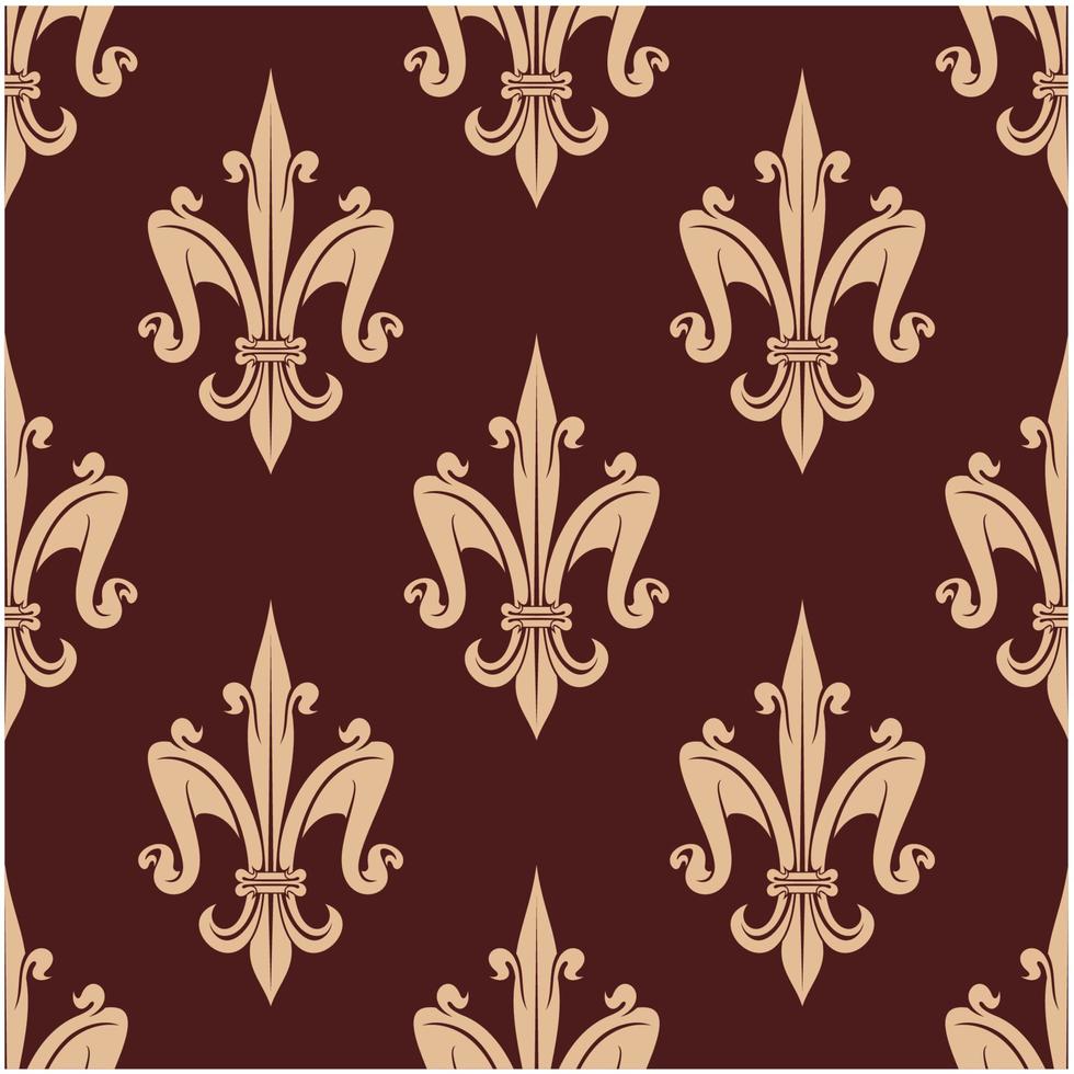 patrón floral de flor de lis beige medieval vector