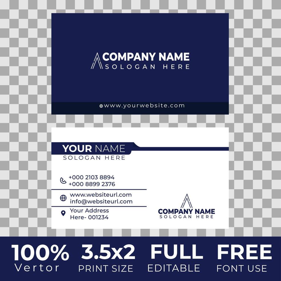 Dark Blue Business Card Design Template vector