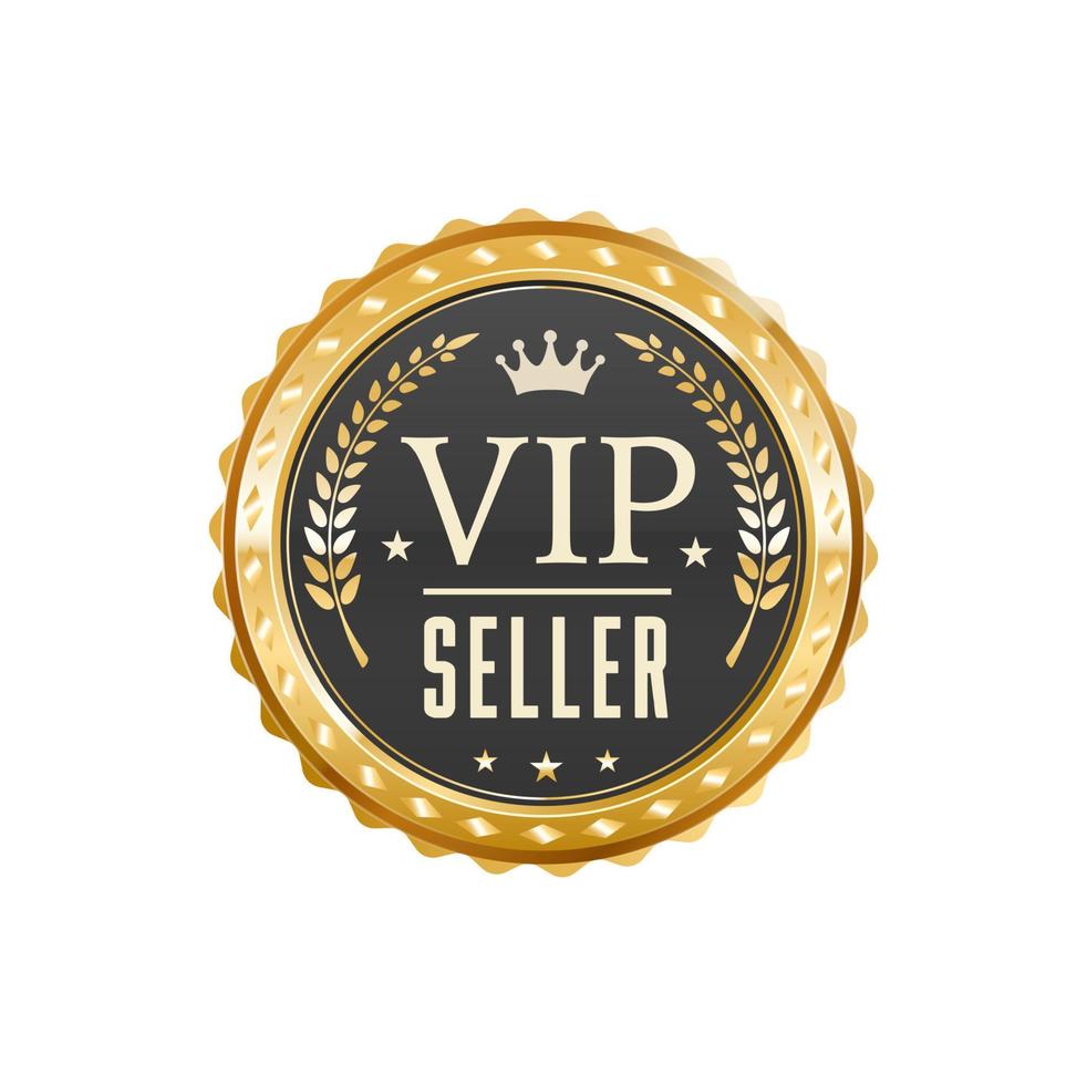 insignia dorada de lujo de vendedor vip o etiqueta premium vector