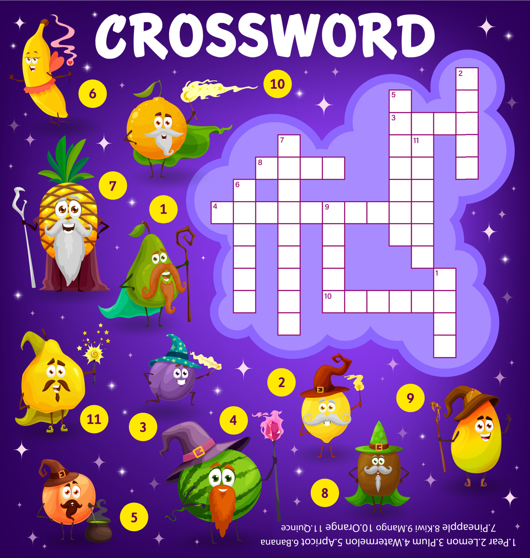 Crossword quiz worksheet cartoon fruits wizards 11948766 Vector Art at Crossword quiz worksheet cartoon fruits wizards 11948766 Vector Art at