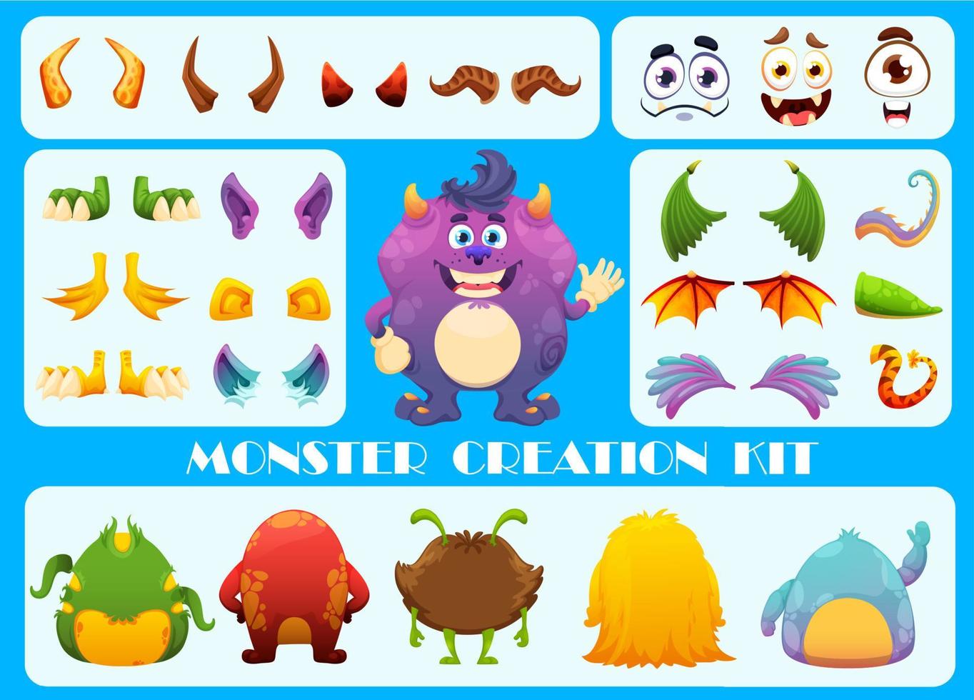 Monster creation kit cartoon personage constructor vector