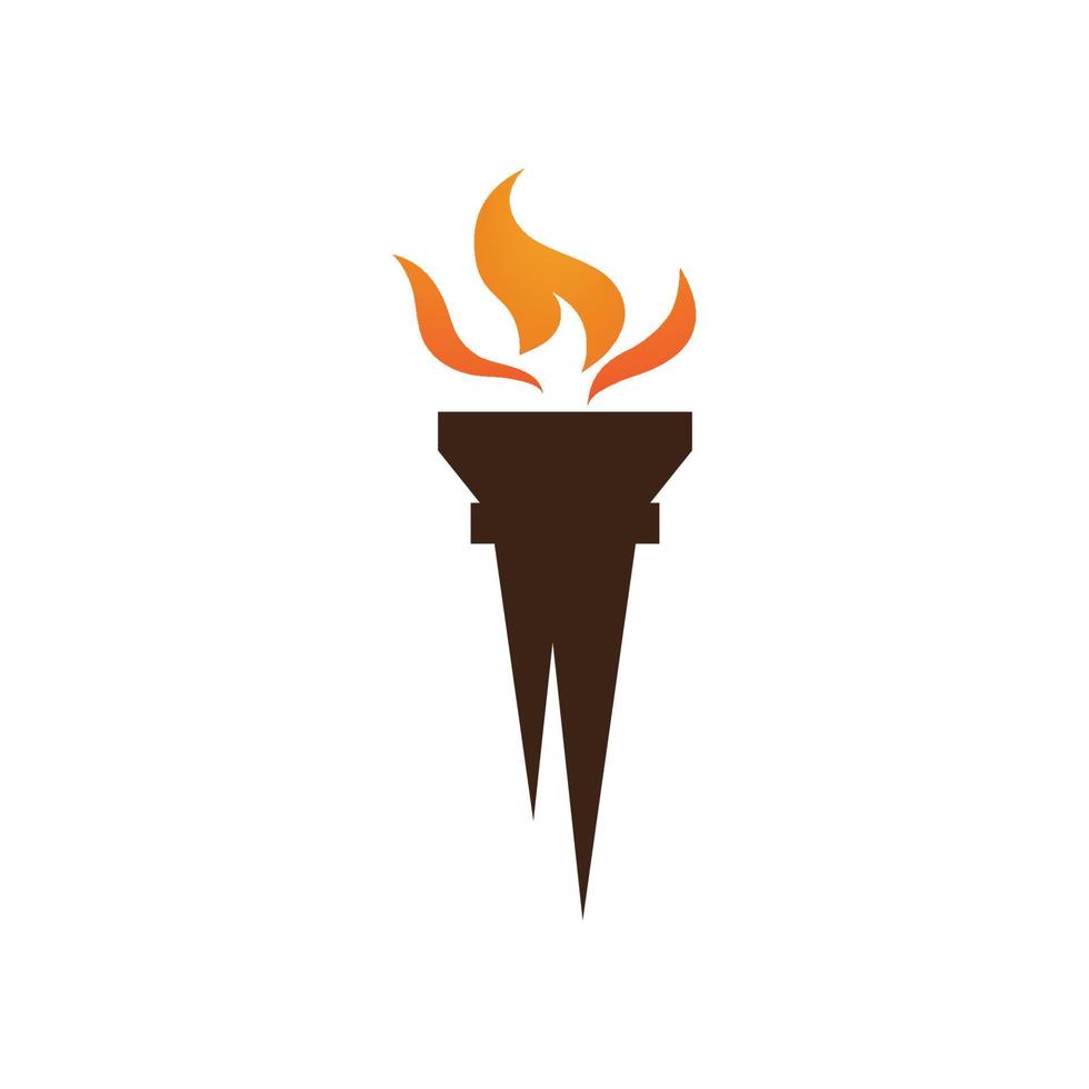 Fire torch with flame flat icons set. Collection of symbol flaming, illustration vector