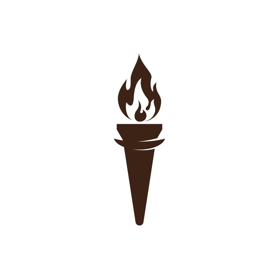 Fire torch with flame flat icons set. Collection of symbol flaming, illustration vector