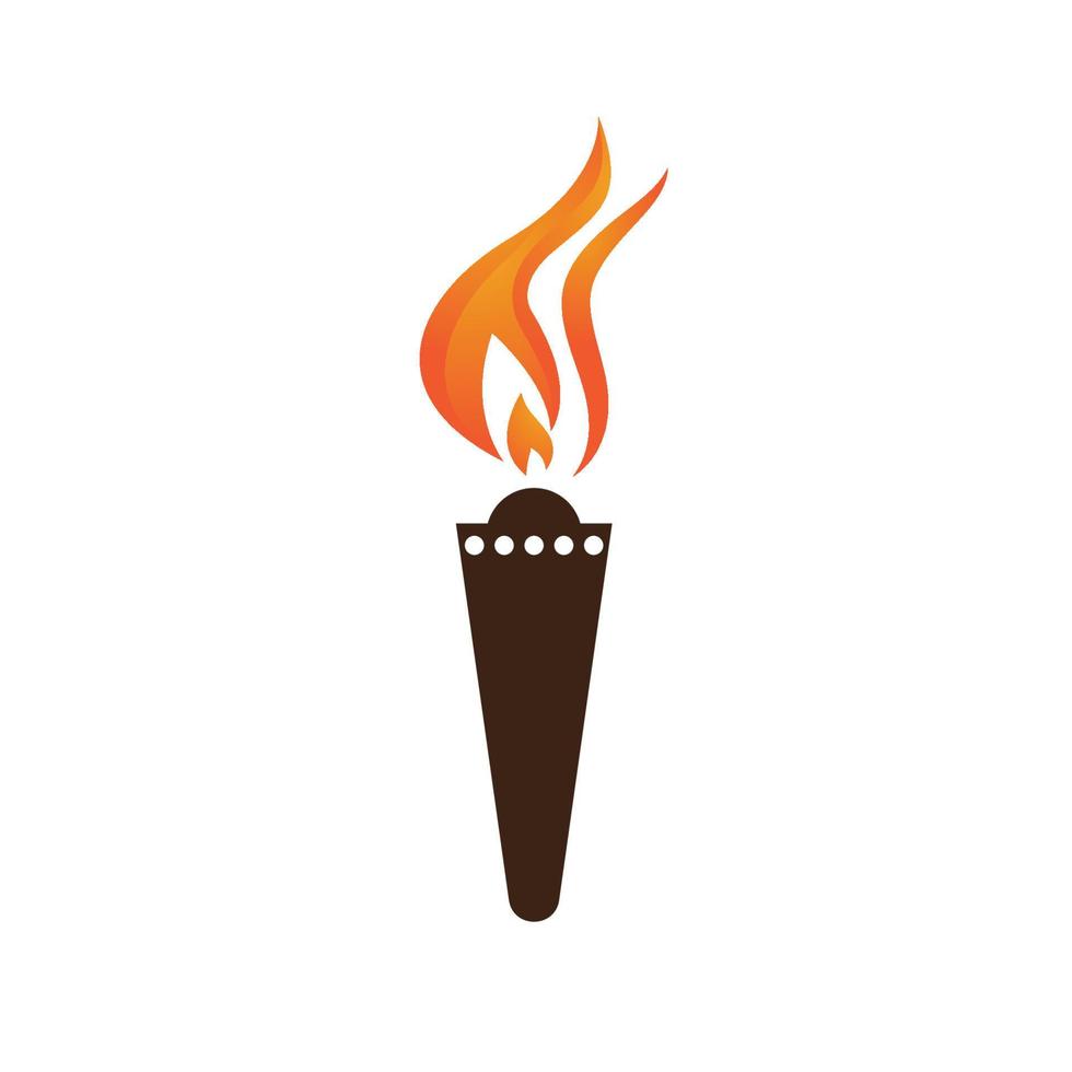 Fire torch with flame flat icons set. Collection of symbol flaming, illustration vector
