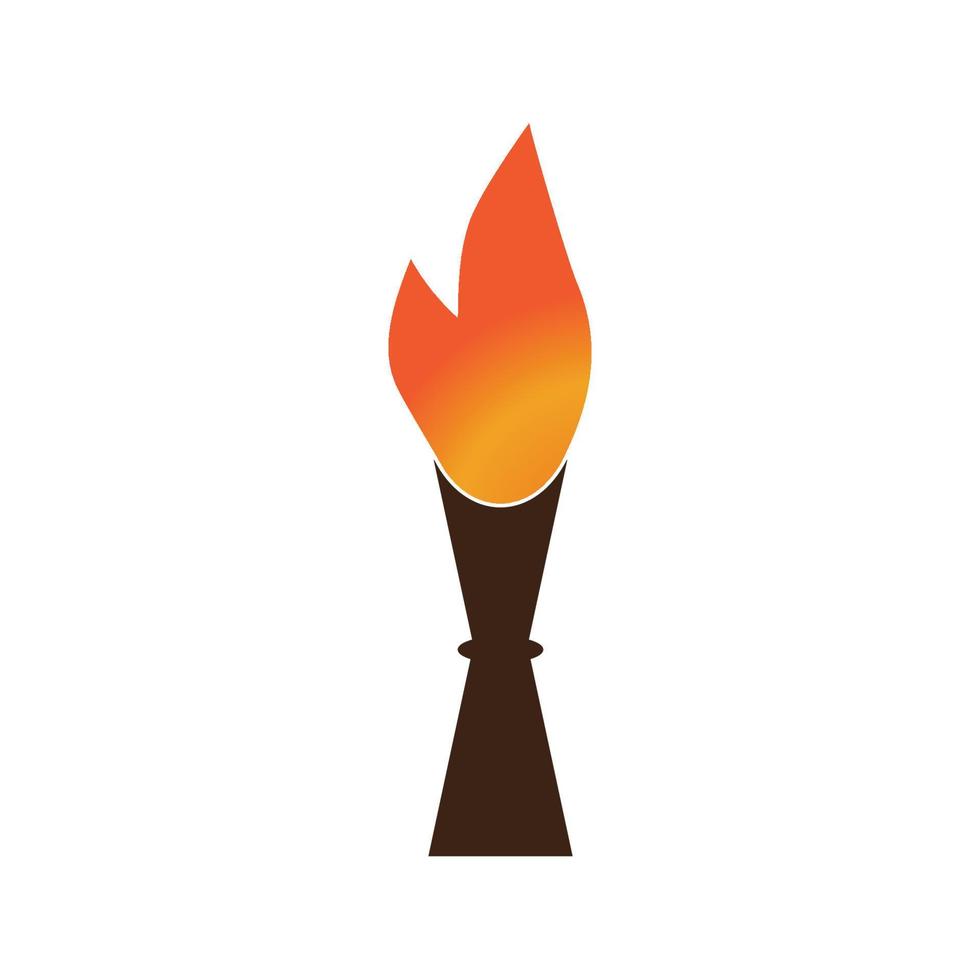 Fire torch with flame flat icons set. Collection of symbol flaming, illustration vector