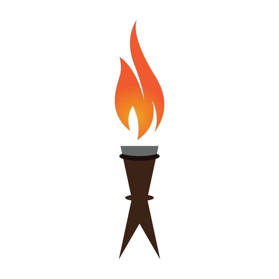 Fire torch with flame flat icons set. Collection of symbol flaming, illustration vector