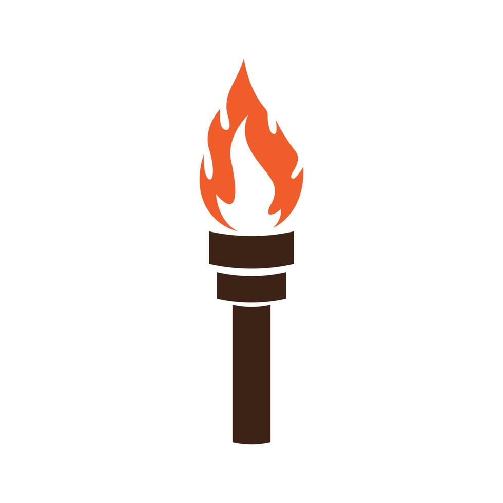 Fire torch with flame flat icons set. Collection of symbol flaming, illustration vector