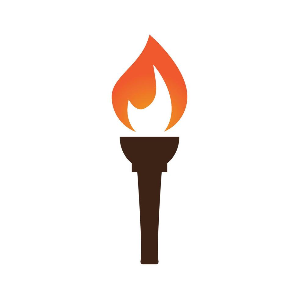 Fire torch with flame flat icons set. Collection of symbol flaming, illustration vector